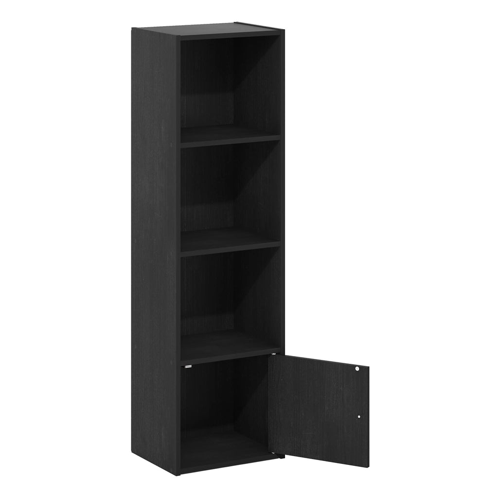 Furinno Luder Shelf Bookcase with 1 Door Storage Cabinet, Blackwood