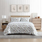 Eddie Bauer - Twin Quilt Set, Reversible Cotton Bedding With Matching Sham, Classic Floral Home Decor With Plaid Reverse (Flower
