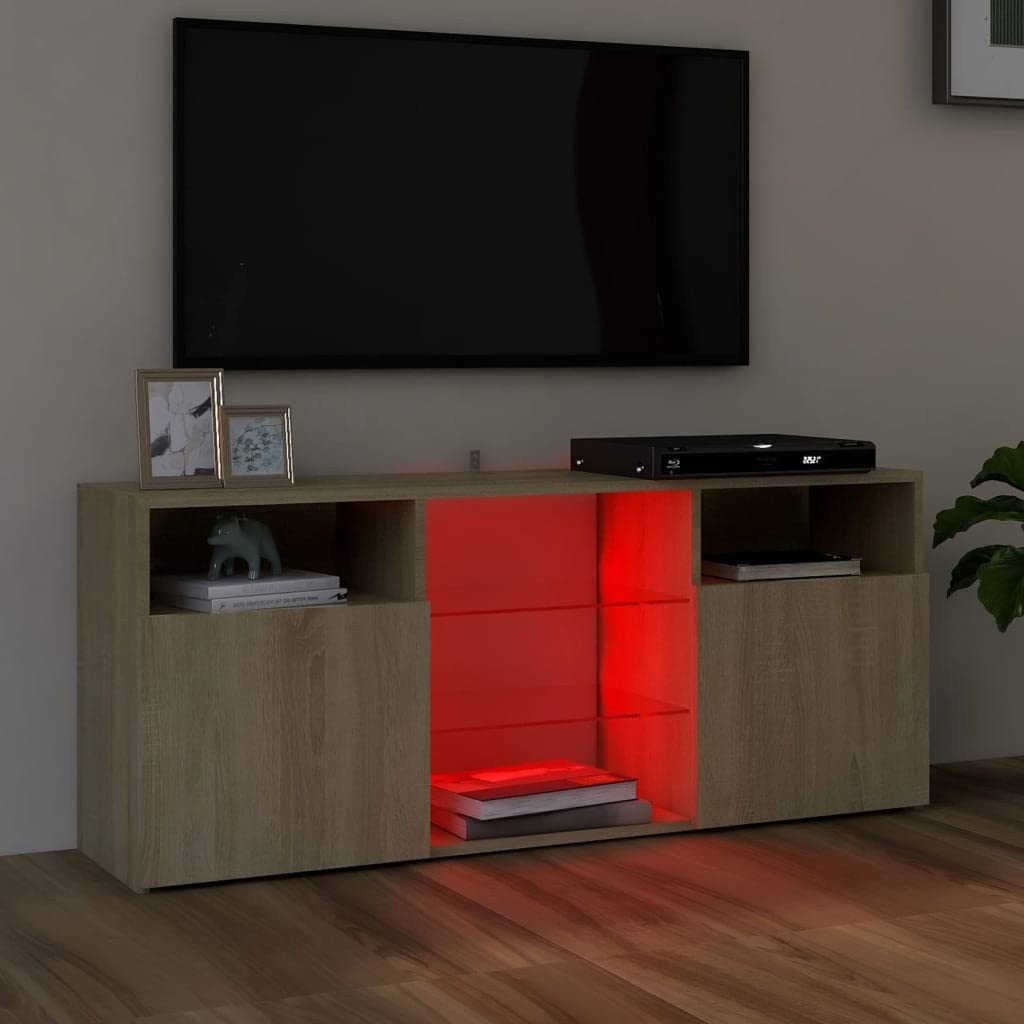 vidaXL TV Cabinet with LED Lights Sonoma Oak 47.2&quot;x12&quot;x20&quot;