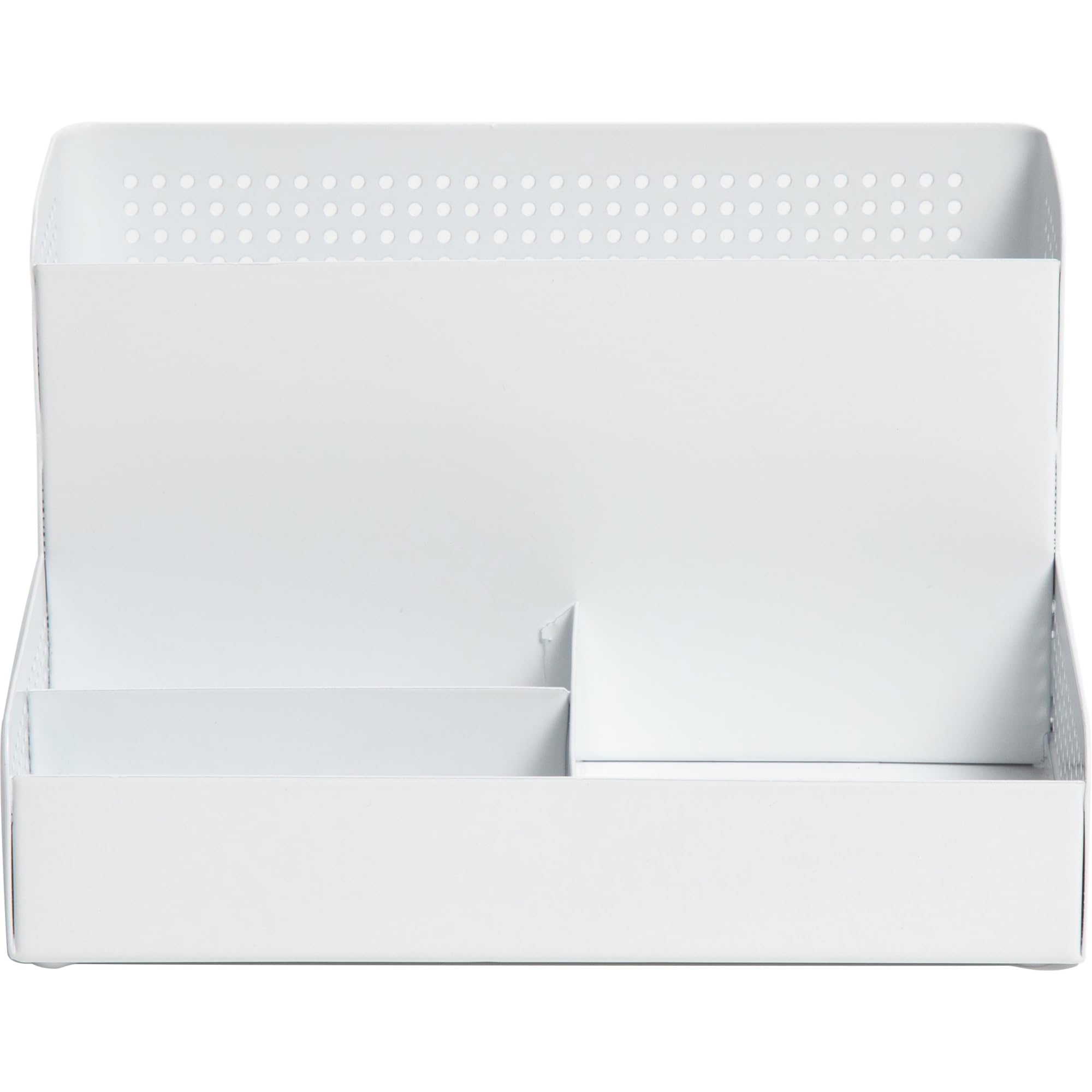 U Brands Modern Perforated Storage Cup Desk Organizer, Office Supplies, White, Metal, 1 Count