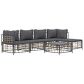 vidaXL - 6 Piece Patio Lounge Set with Cushions - Anthracite Poly Rattan, Sturdy Powder-Coated Steel Frame - Modular Configured 