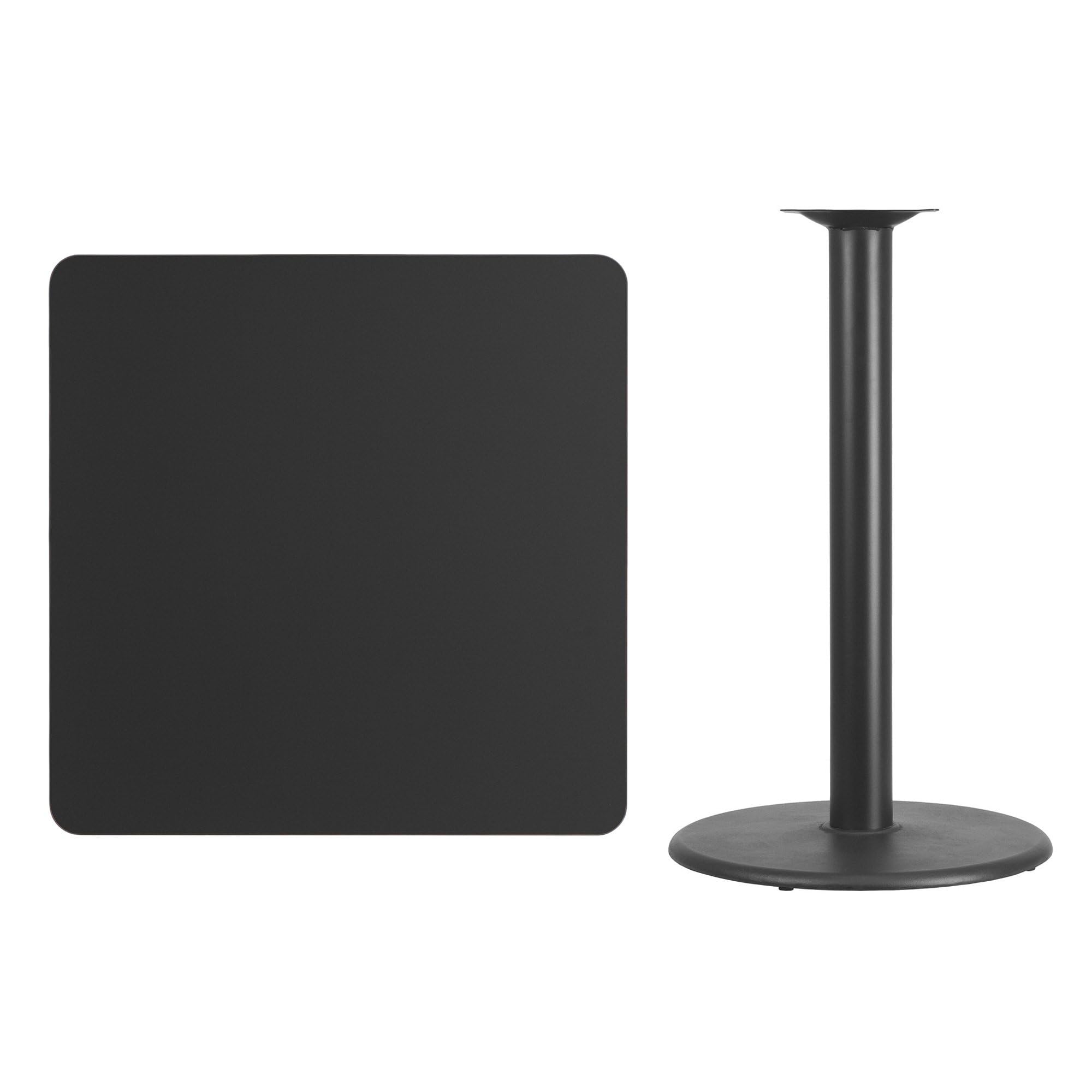 Flash Furniture Stiles 36'' Square Black Laminate Table Top with 24'' Round Bar Height Table Base