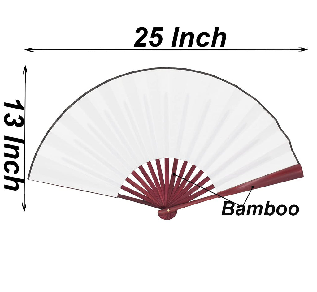 Honshen Chinese Folding Fan White Hand Fans Bamboo Fan With Traditional Chinese Arts Handicraft (White)