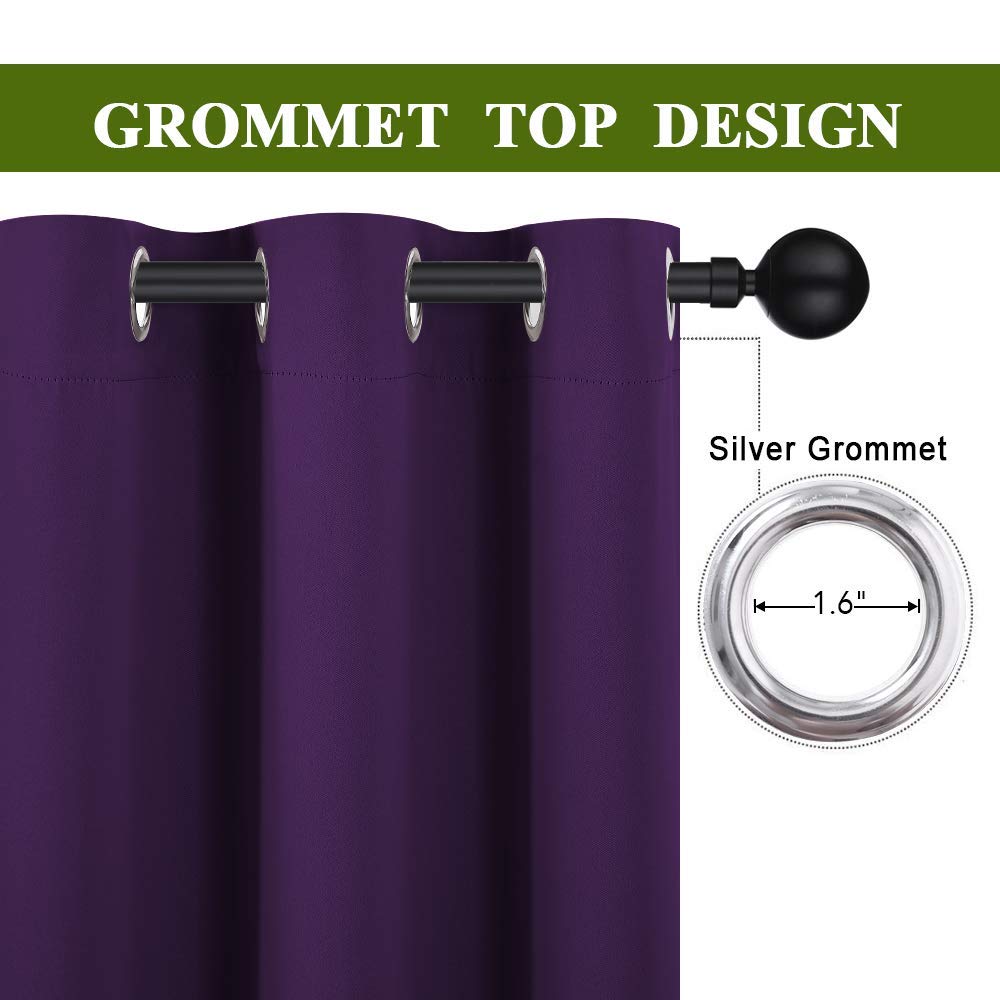 Nicetown Energy Saving Blackout Darkening Drape, Triple Weave Home Decoration Thermal Insulated Solid Ring Top Blackout Curtain/Drape For Bedroom(1 Panel, 42 X 84 Inch, Royal Purple)
