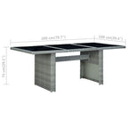 Patio Table Light Gray Poly Rattan and Tempered Glass
