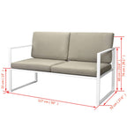 4 Piece Patio Lounge Set with Cushions Steel White