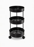 Aastrixx Round Multipurpose Storage Trolley With Wheels | Rotating Kitchen Rack Organizer For Vegetables & Fruits | Plastic Spic