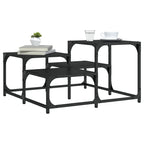 vidaXL Black Engineered Wood Coffee Table - Square Sofa Center Table with Metal Frame & Adjustable Feet for Living Room, Lounge