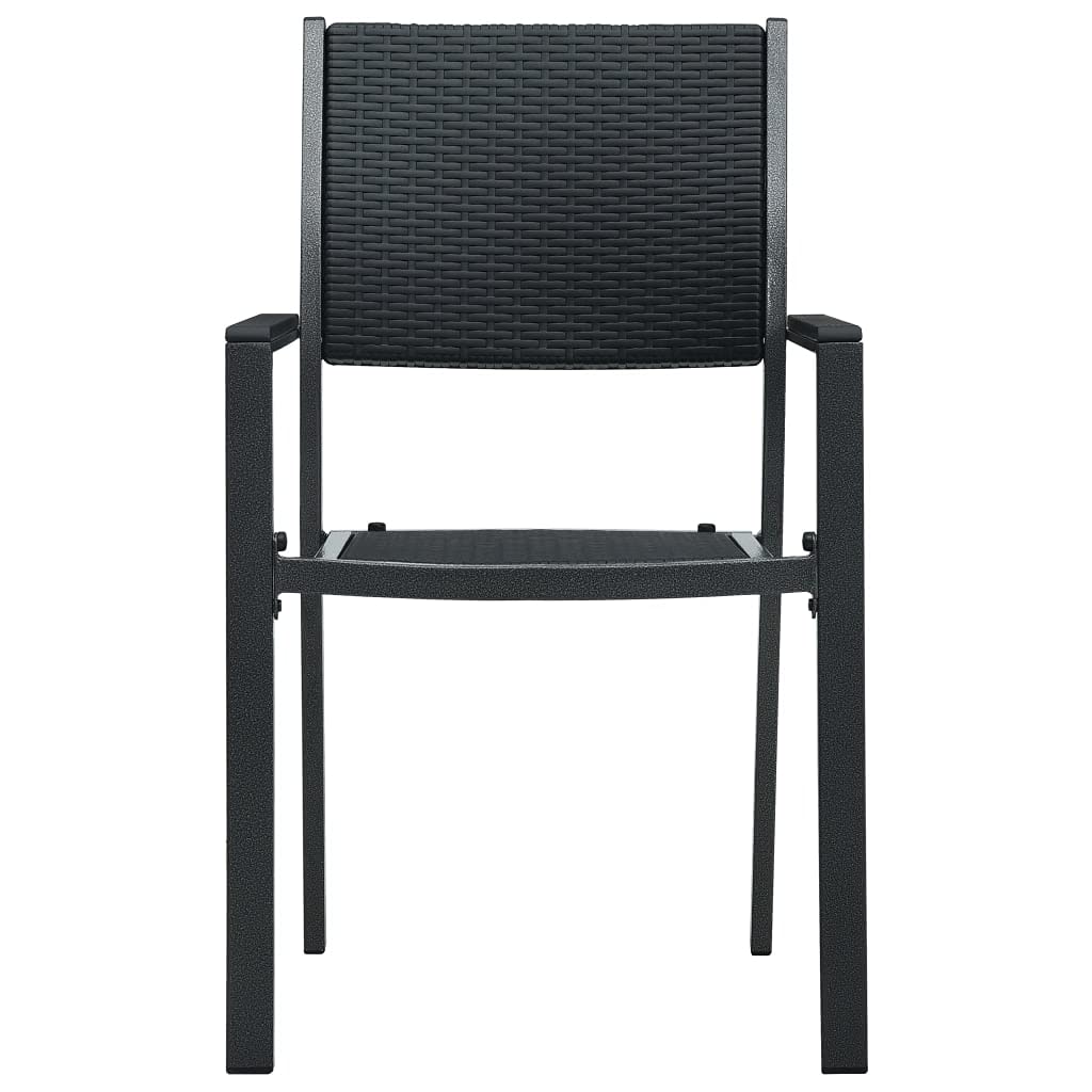 vidaXL Set of 4 Patio Chairs - Black Plastic Rattan-Look Design, Weather-Resistant Outdoor Dining Seating with Sturdy Steel Frame, Ideal for Garden, Terrace, or Patio