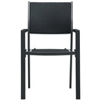 vidaXL Set of 4 Patio Chairs - Black Plastic Rattan-Look Design, Weather-Resistant Outdoor Dining Seating with Sturdy Steel Frame, Ideal for Garden, Terrace, or Patio