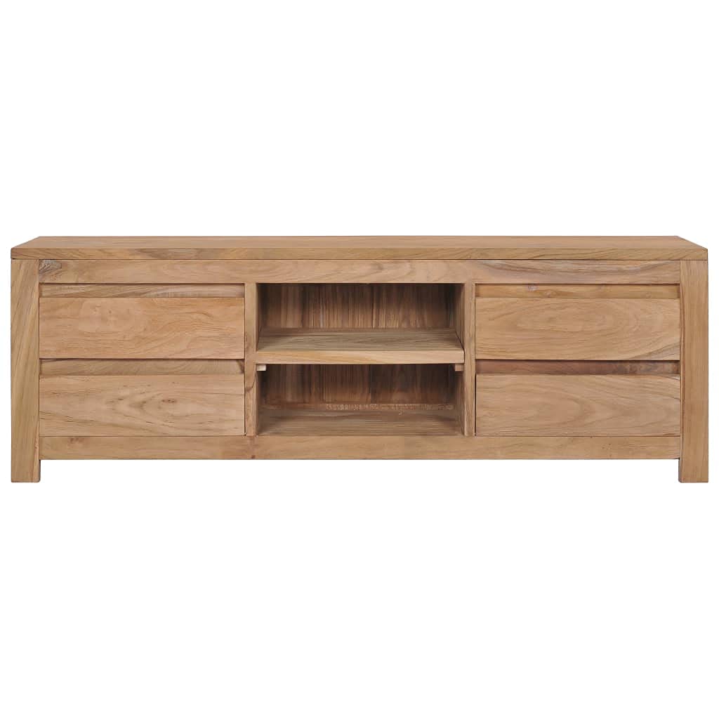 vidaXL Teak Wood TV Cabinet with 4 Drawers 2 Compartments TV Cabinet Lowboard Sideboard HiFi Furniture 120 x 30 x 40 cm