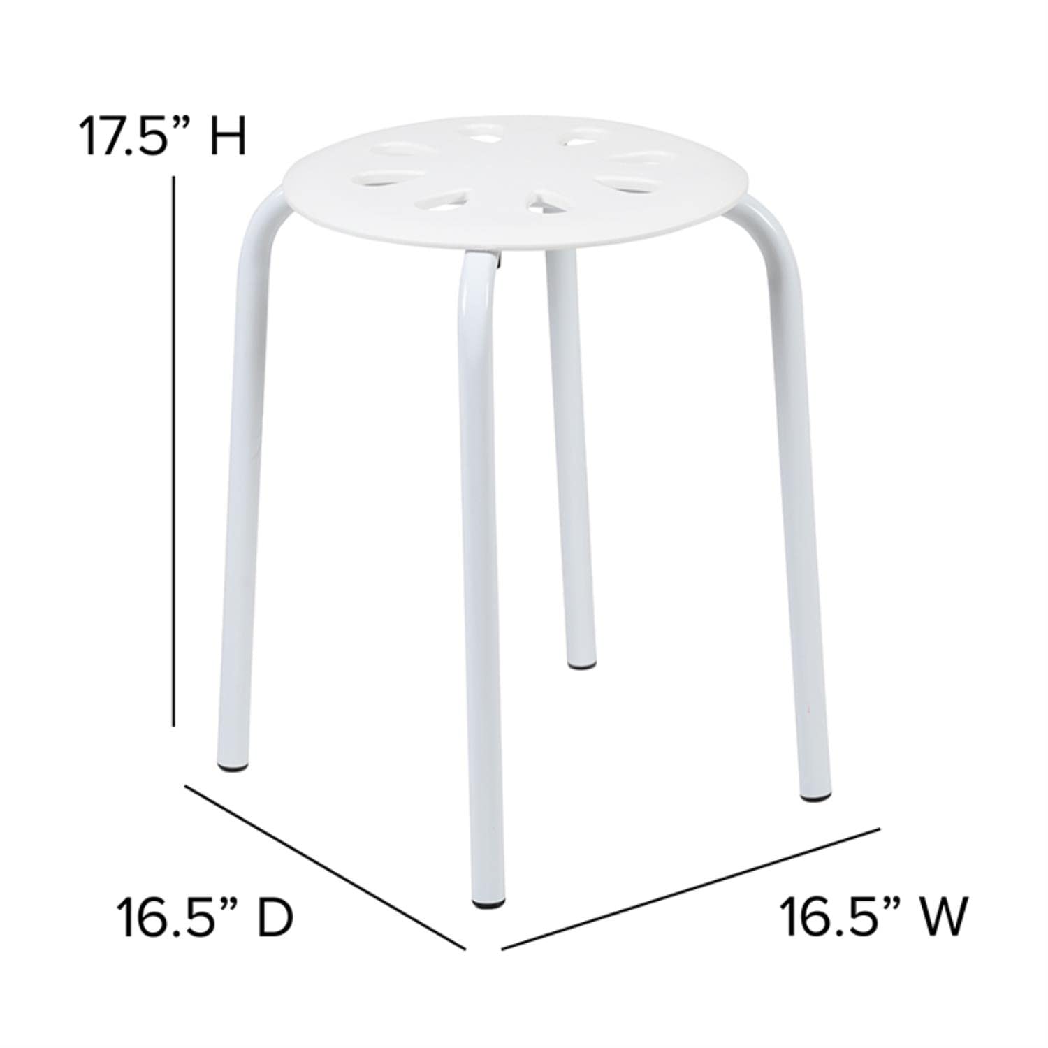 Flash Furniture Bailey Plastic Nesting Stack Stools, 17.5"Height, Assorted Colors (5 Pack)