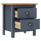 vidaXL Bedside Cabinet - Solid Pine Wood Nightstand in Gray and Honey Brown with 2 Drawers - Hill Range Design for Bedroom Furniture