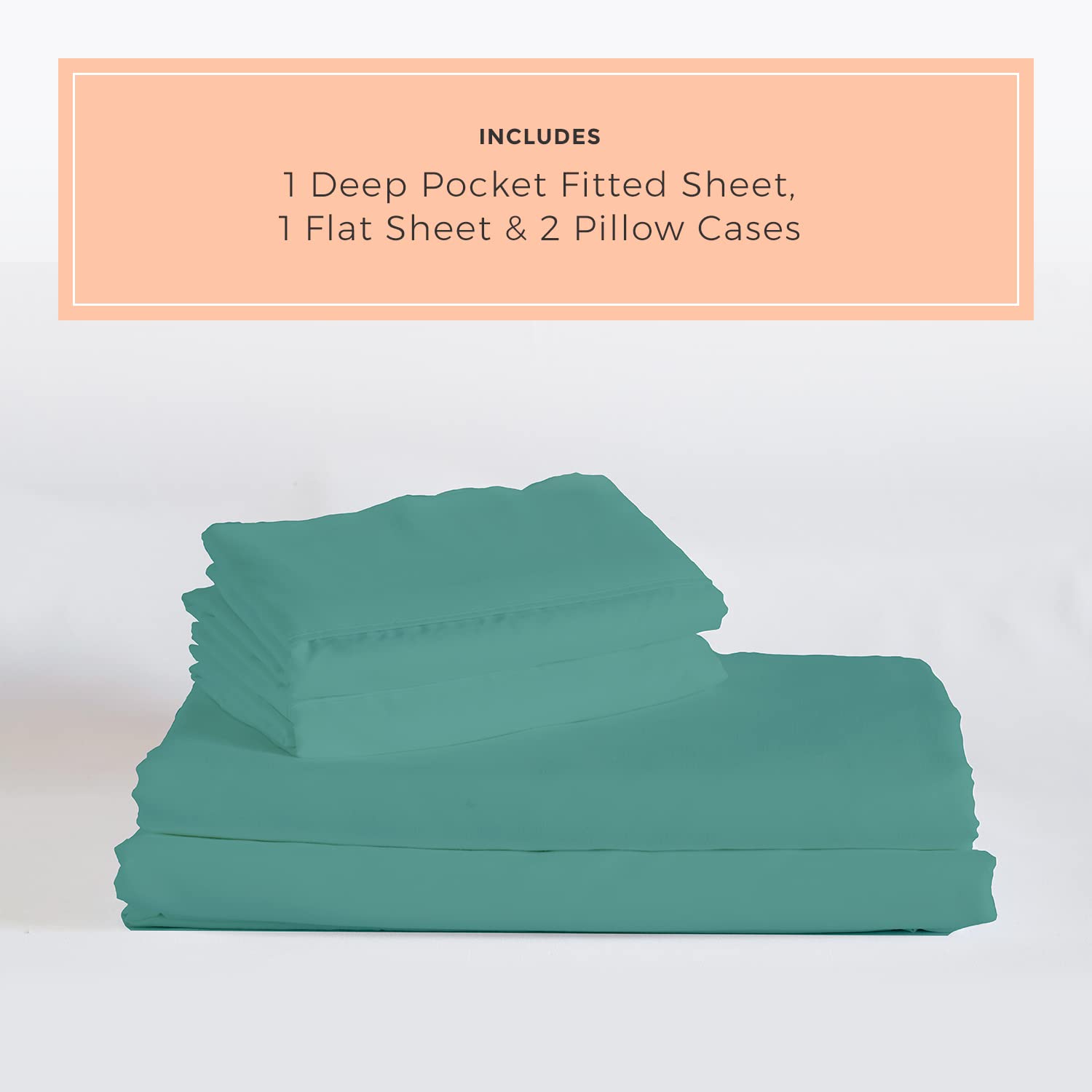 Peachskinsheets The Real Teal Sheet Set - 1500Tc Level Of Softness - Extra Soft Cooling Sheets For Hot Sleepers And Night Sweats