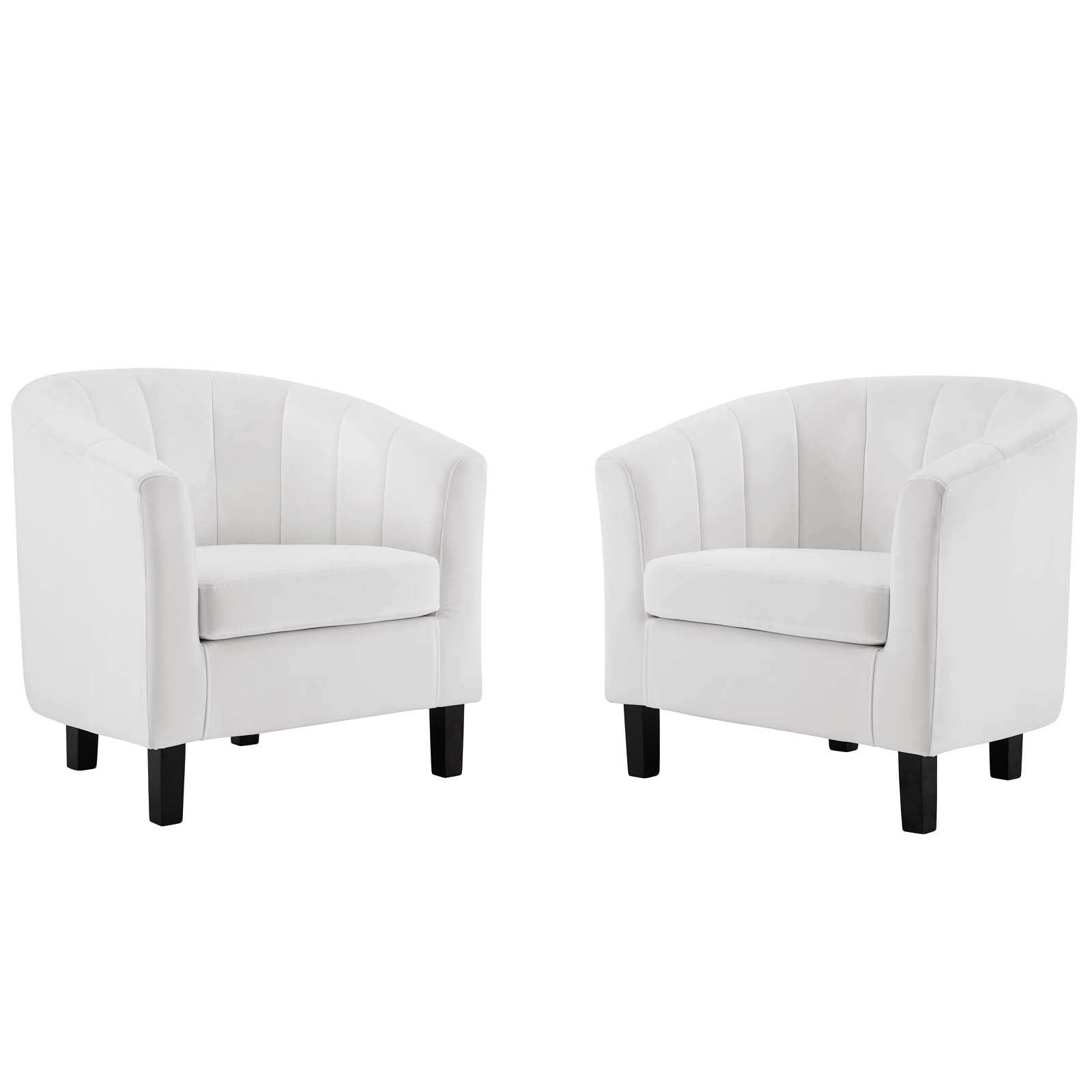 Modway Prospect Channel Tufted Performance Velvet Armchair Set Of 2, White