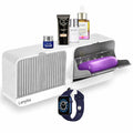 Lerytix WallMounted Storage Organiser, White, With Roller Shutter, Top Shelf And Hook, For Cosmetics And Accessories