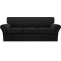 4 Piece Sofa Covers For 3 Cushion Couch Sofa Slipcover Soft Couch Cover For Dogs-Washable Sofa Furniture Covers With 3 Individual Cushion Covers, Feature Thick Jacquard Fabric (3 Cushion Sofa, Black)