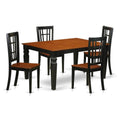 East West Furniture WENI5-BCH-W 5 Piece Dinette Set for 4 Includes a Rectangle Dining Room Table with Butterfly Leaf and 4 Dining Chairs, 42x60 Inch, Black & Cherry