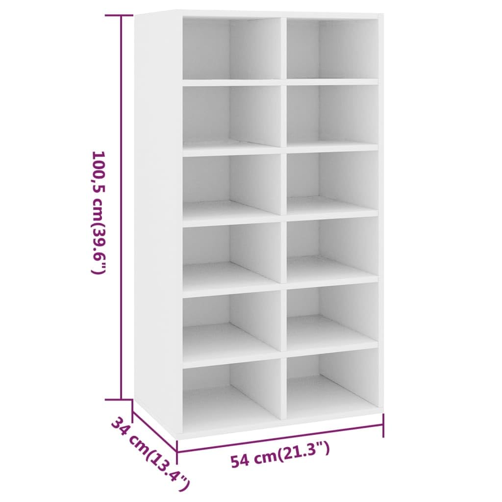 vidaXL Shoe Cubby, Shoe Cabinet with 12 Compartments, Shoe Rack, Shoe Storage Organizer for Entryway Hallway, White and Sonoma Oak Engineered Wood