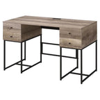 Acme Desirre Wooden Top 4-Drawer Writing Desk In Rustic Oak And Black