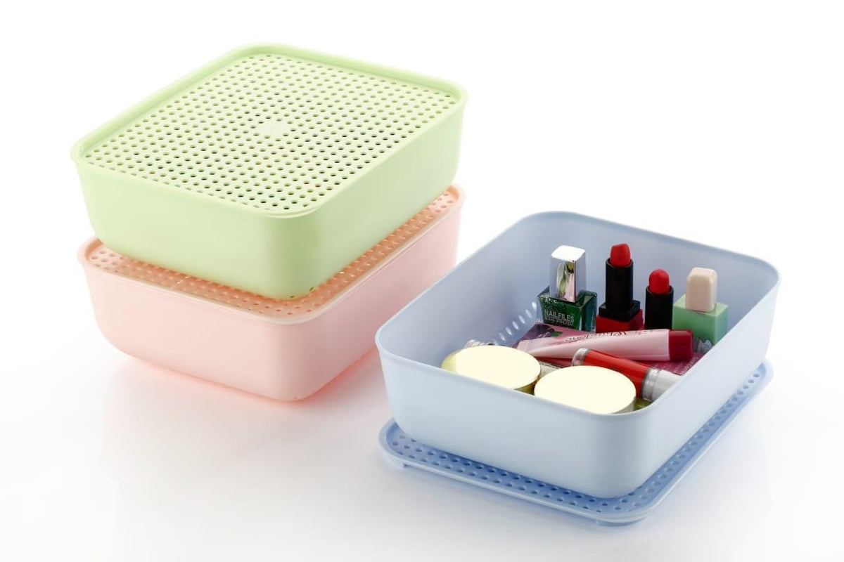 ROKTRY NEW 3 Pcs Fruit Basket Multipurpose Plastic Storage Organizer Durable & Lightweight Storage Box for Home, Office, Kitchen