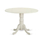 East West Furniture Dublin 5 Piece Kitchen Set Includes a Round Room Table with Dropleaf and 4 Dining Chairs, 42x42 Inch, Linen White