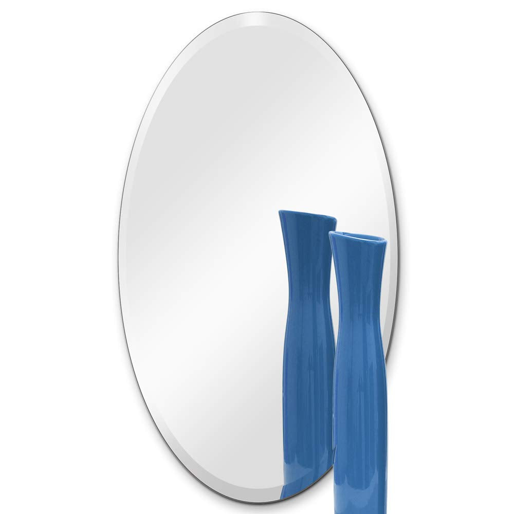Dulles Glass 22 x 39 Oval Frameless Mirror - Tempered - 1/4 Thick - Bevel Polished Glass