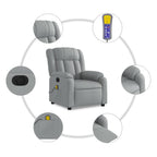 vidaXL Electric Massage Recliner Chair-Light Gray-Upholstered Armchair-Vibration Massage-Auto-Adjust