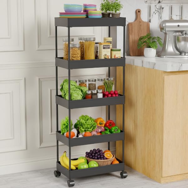 Smarttex Multipurpose Storage Organizer Slim Rack Shelf With Wheels For Living Room, Office, Bedroom, Bathroom, Kids Room, Kitch