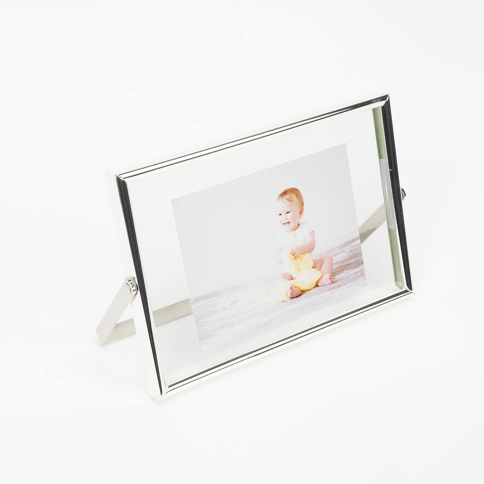Ahago Silver Floating Frame (4''X6'', Horizontal), For Picture 3X5, 2X3, 1X2, Tabletop Shelf Photo Frame, Modern Minimalist Styl