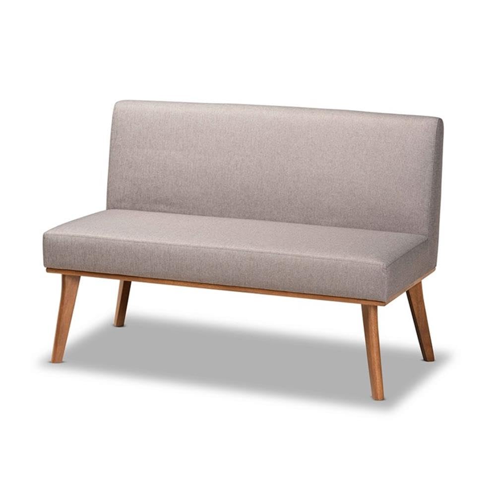 Baxton Studio Odessa Mid-Century Modern Grey Fabric Upholstered and Walnut Brown Finished Wood 5-Piece Dining Nook Set