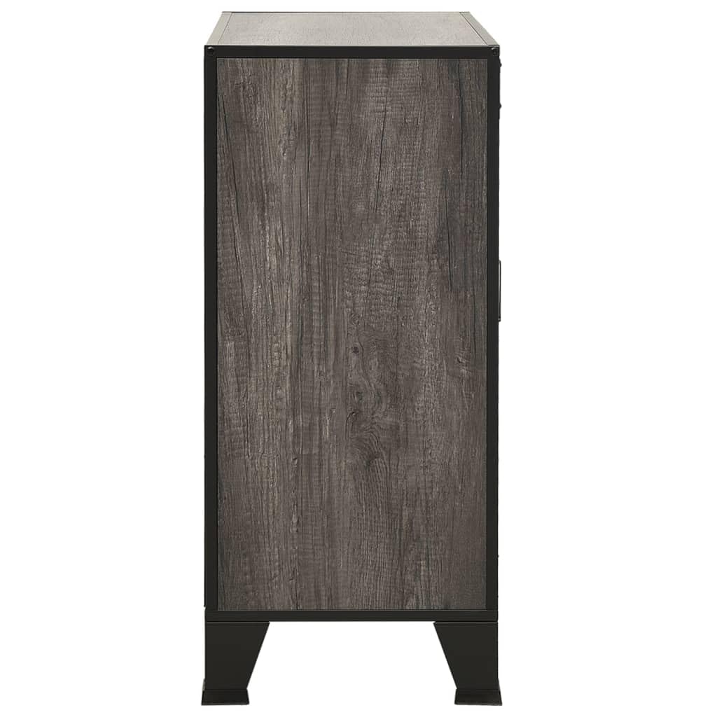 vidaXL Metal and MDF Storage Cabinet with Shelf, Urban Industrial Design, Gray, Dimensions 28.3&quot;x14.2&quot;x32.3&quot;, Assembly Required
