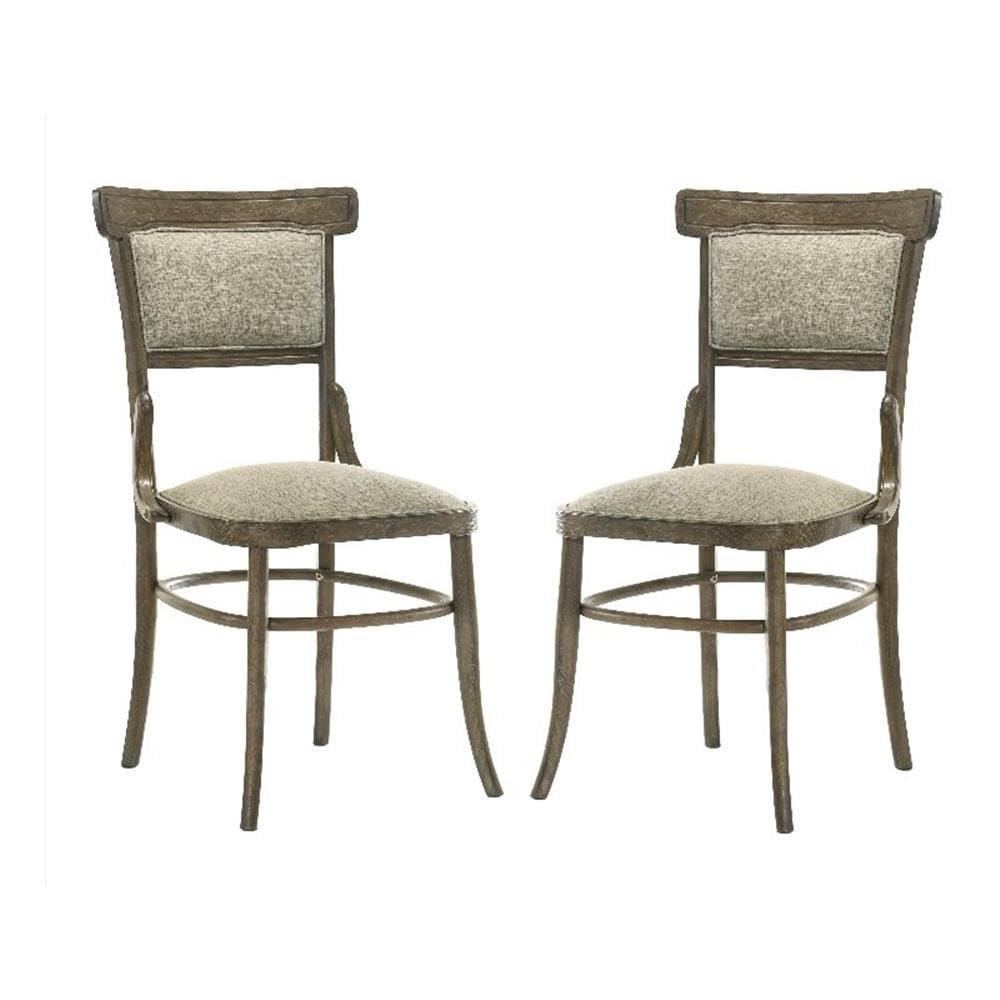 Lilola Home Bistro Set of 2 Vintage Walnut 19&quot; Wide Contemporary Fabric Dining Chair with Cushion