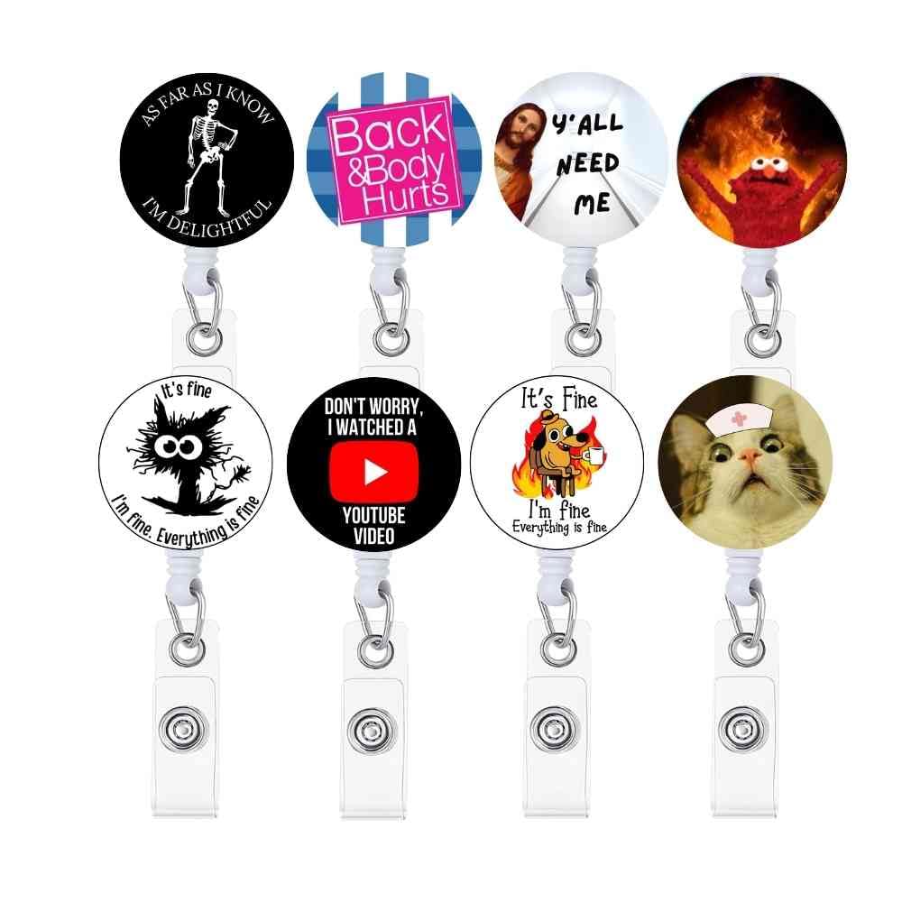 8Pc Funny [Badge] [Reel] Retractable For [Nurse]S, Medical & Nursing, Cute Cool Id Tag Card Holder Clips For Office Work Doctor