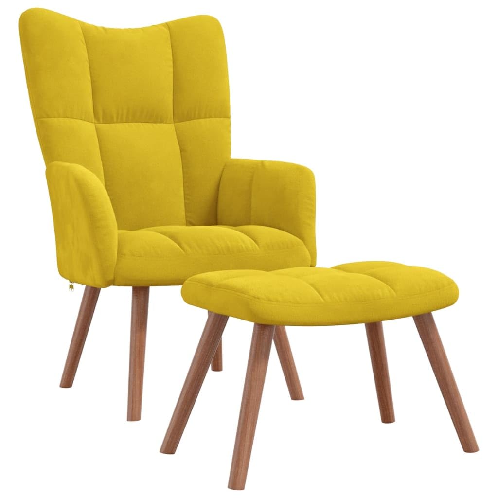 vidaXL Relax Armchair with Footrest Mustard Yellow Velvet