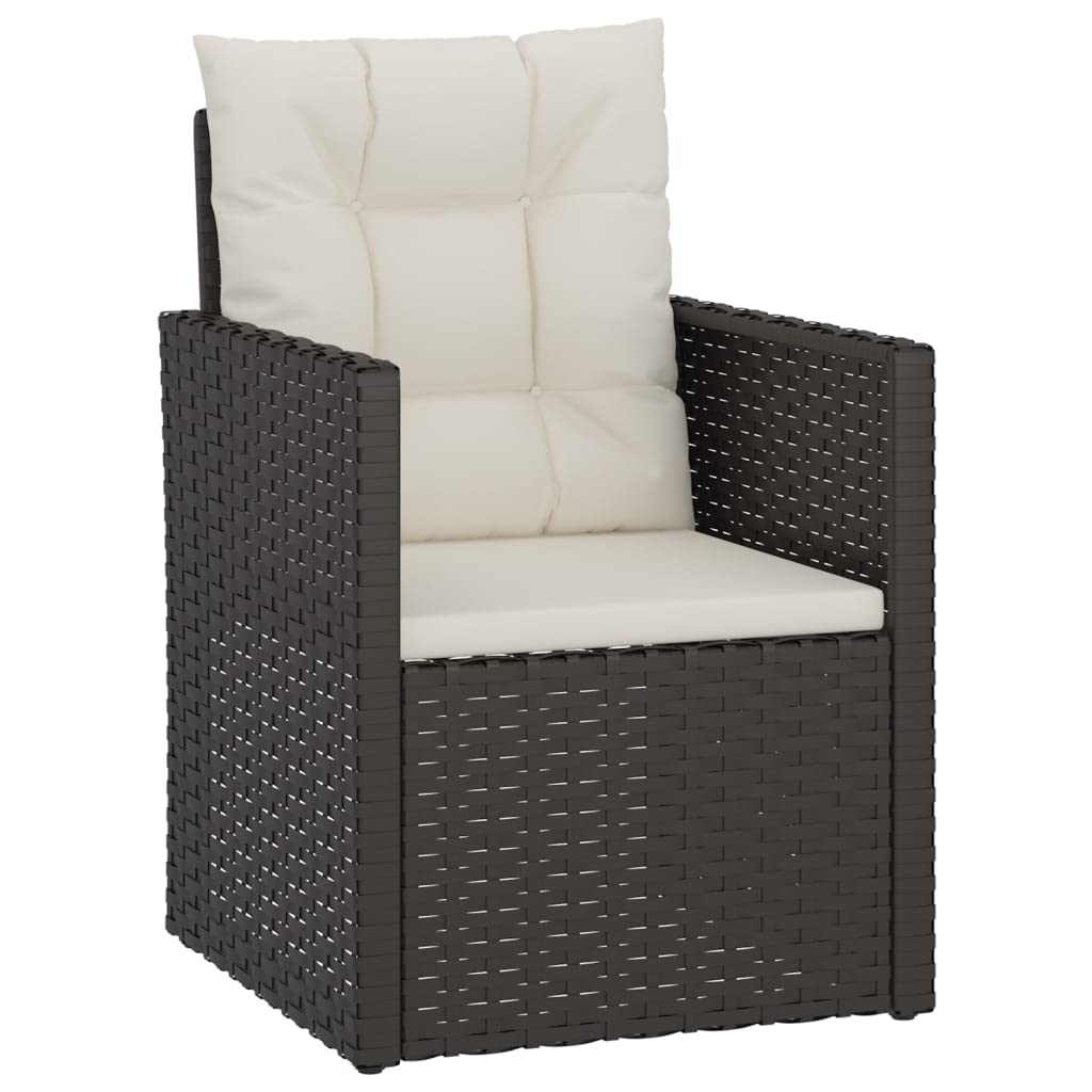 vidaXL Modern Patio Armchair: Weather- Black Poly Rattan with Cushion, Powder-Coated Steel Frame - Comfortable and Easy-to-Assem
