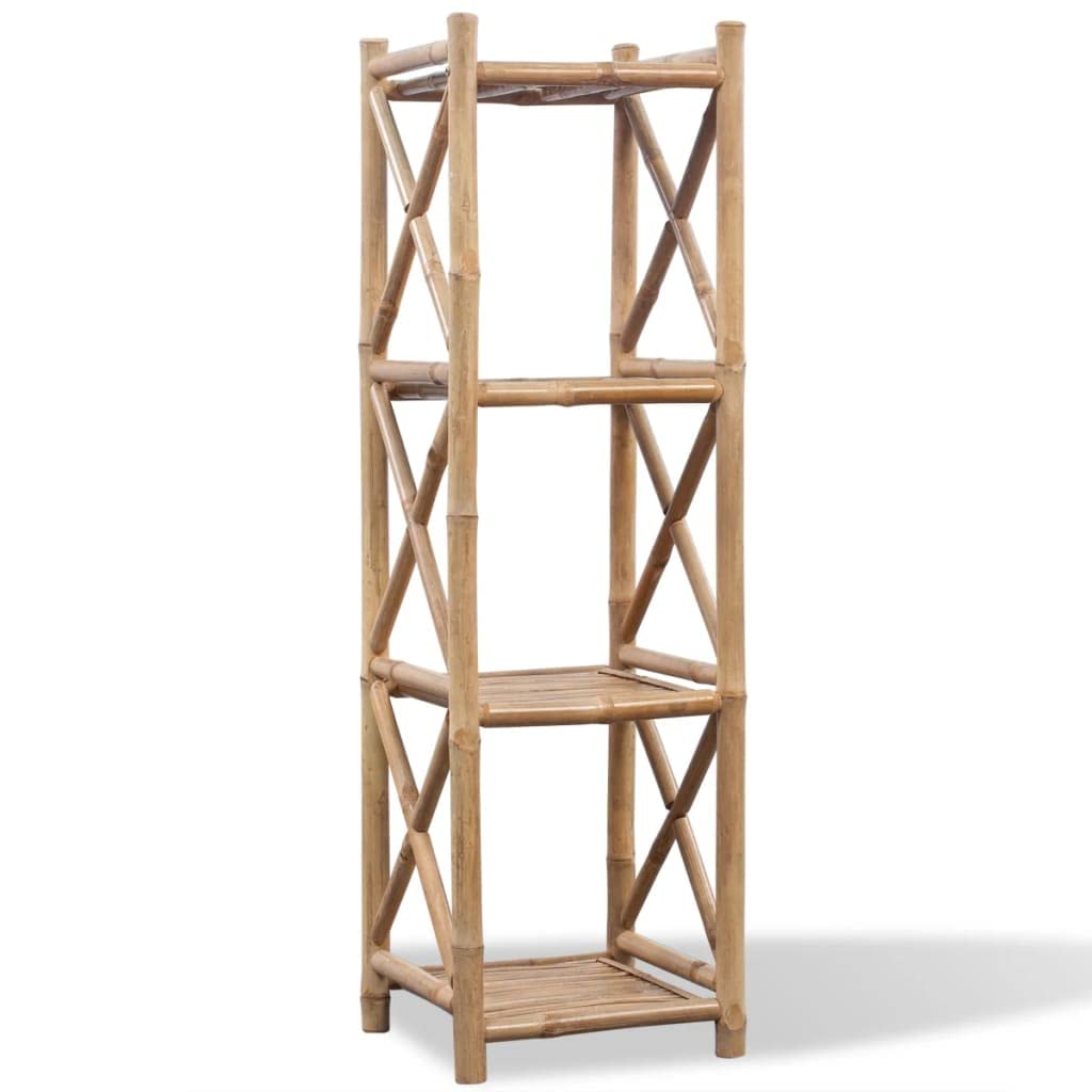 vidaXL 4-Tier Bamboo Shelf Square - Compact, Versatile Freestanding Shelf for Bathroom, Living Room or Patio, 13.8&quot; x 13.8&quot; x 46&quot;, Brown