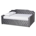 Baxton Studio Freda Gray Velvet Button Tufted Full Size Wood Daybed