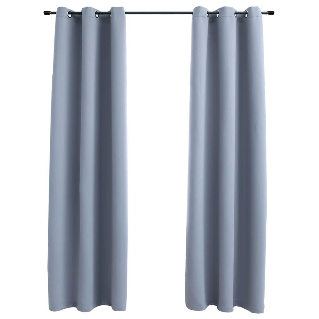 vidaXL Fabric Blackout Curtains with Rings - 2 Pieces, Elegant Dim-Out Drapes for Privacy, Gray, Machine-Washable Polyester, 37"x63"