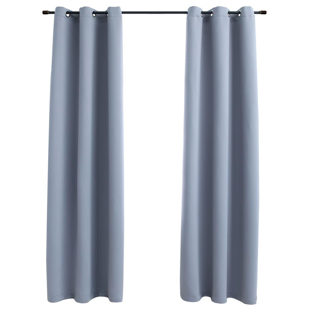 vidaXL Fabric Blackout Curtains with Rings - 2 Pieces, Elegant Dim-Out Drapes for Privacy, Gray, Machine-Washable Polyester, 37&quot;x63&quot;