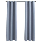 vidaXL Fabric Blackout Curtains with Rings - 2 Pieces, Elegant Dim-Out Drapes for Privacy, Gray, Machine-Washable Polyester, 37"x63"