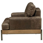 Acme Silchester Leather Accent Chair in Oak and Distress Chocolate