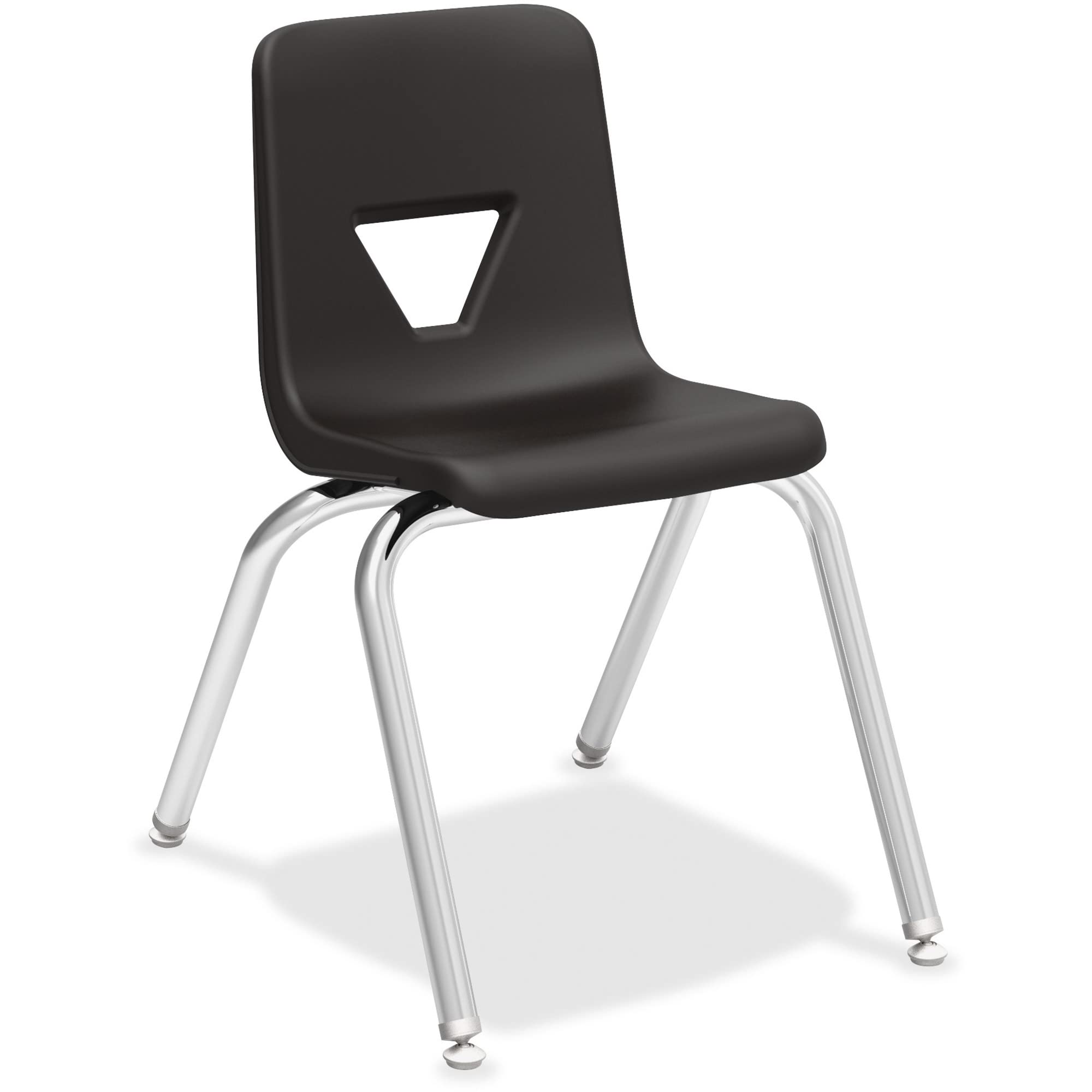 Lorell 16" Seat-Height Student Stacking Chairs, Black, 4 Count