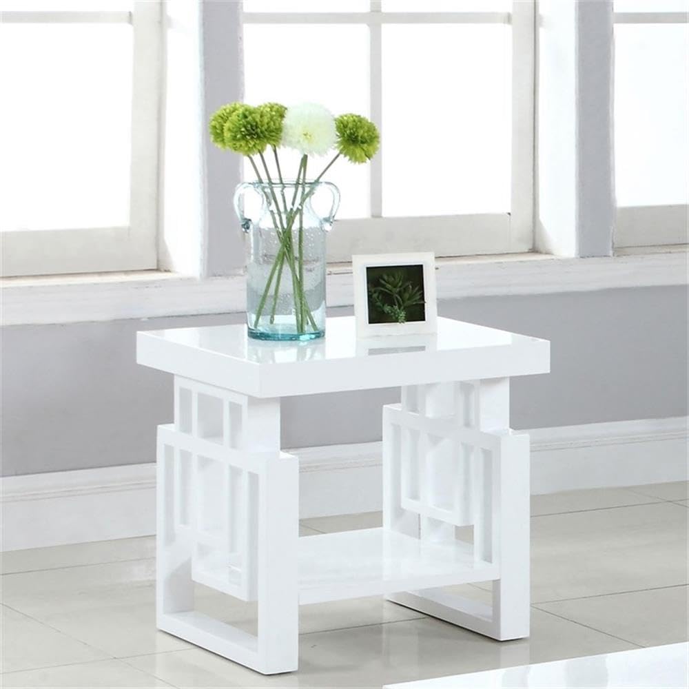 Coaster Furniture End Table White High Gloss 705707