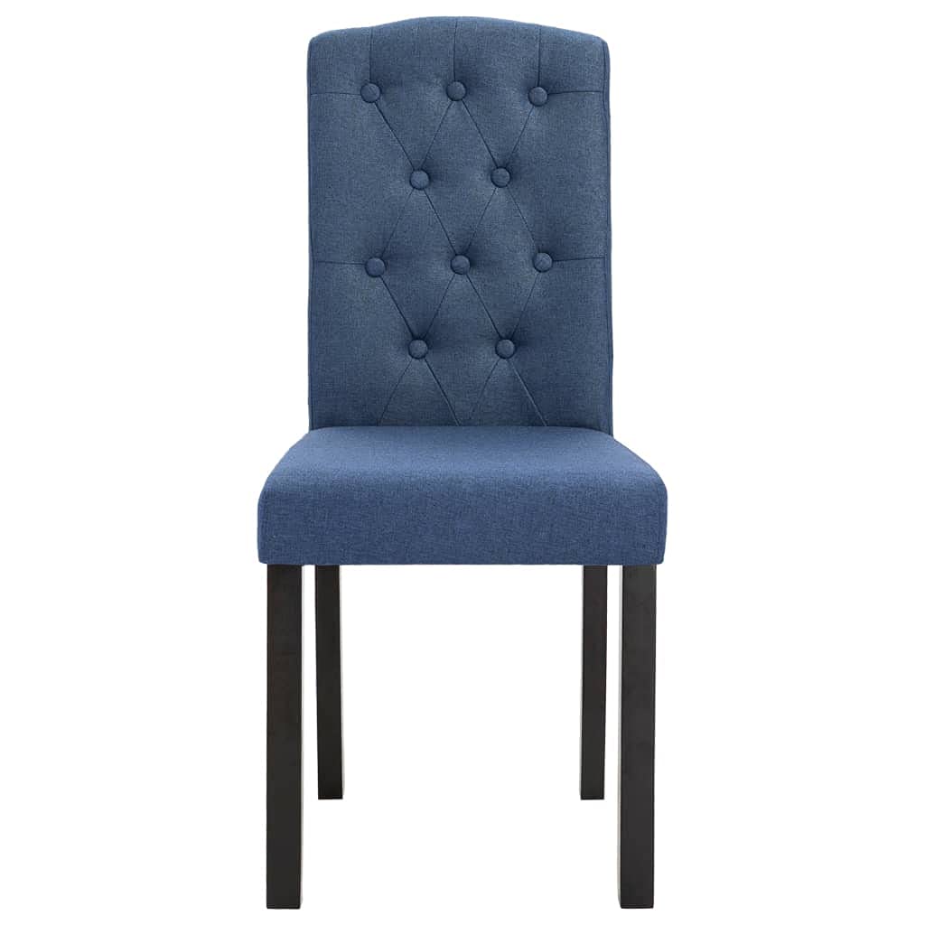 vidaXL Elegant and Timeless Design Dining Chairs - Set of 4, Soft Blue Fabric Upholstery, Solid Rubber Wood Frame, Button Details, Comfortable & Sturdy