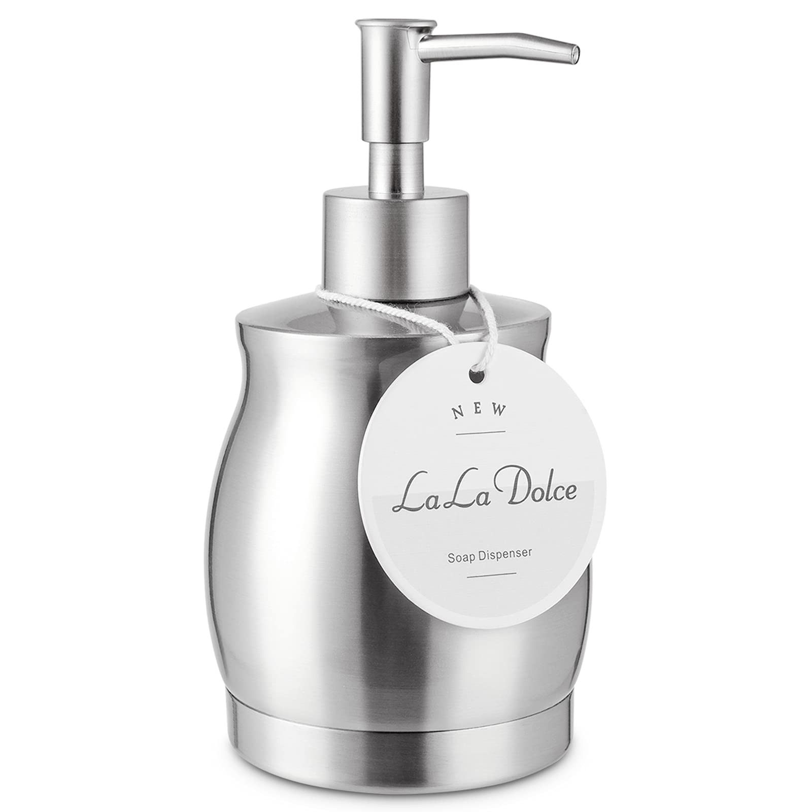 LALA DOLCE Stainless Steel Countertop Soap Dispenser Liquid Bottle and Pump, Suitable for Various Places Such as Kitchen and Bat