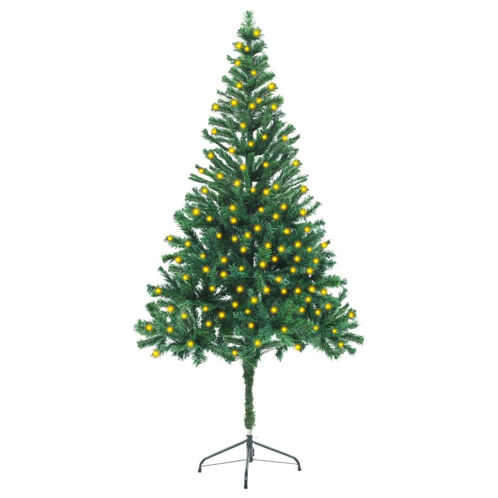 vidaXL Artificial Pre-lit Christmas Tree with Stand, Dense Green PVC Tree with 564 Branches, Features 150 LED Lights & USB Connection, Indoor Use, 70.9&quot; in Height