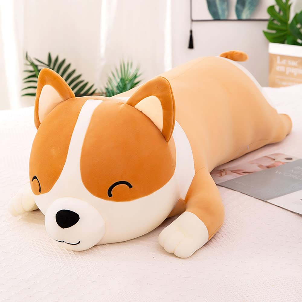 Miaohaha Plush Long Corgi Toy Cute Soft Stuffed Animal Corgi Doll Kids Plush Toy Pillow Gift For Kids And Girls(Yellow, 100Cm/39