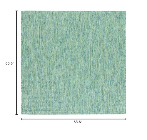 Safavieh Courtyard Collection 5'3' Square Green/Blue Cy8521 Indoor/Outdoor Non-Shedding Easy Cleaning Patio Backyard Porch Deck Mudroom Area Rug