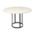 HomeRoots 48' Round White Marble Top with Black Metal Base Dining Table